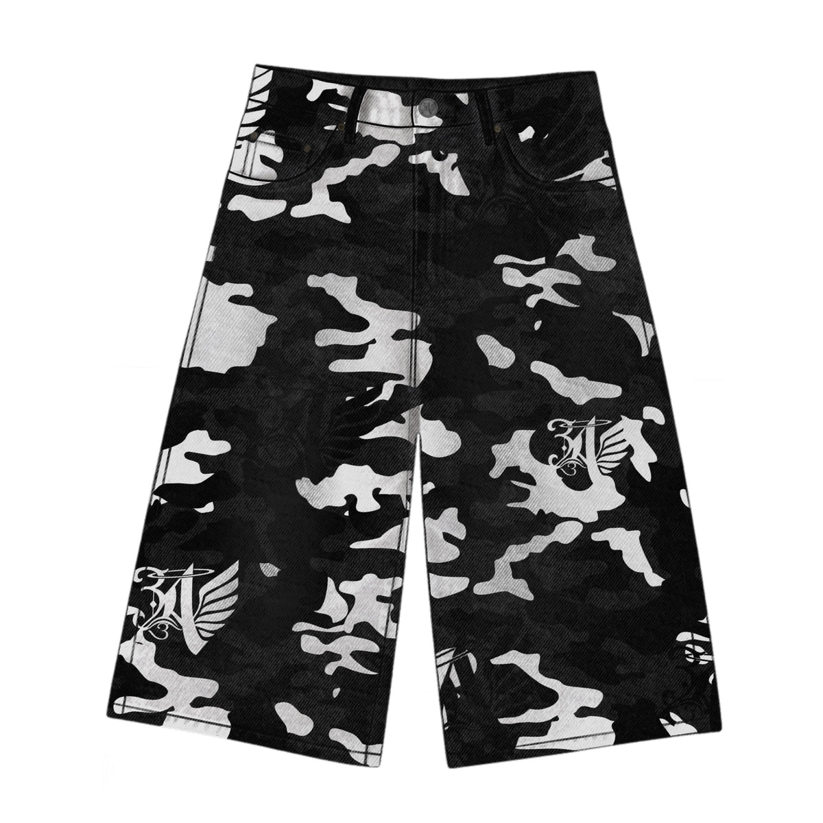 777 Black Camo Jorts front