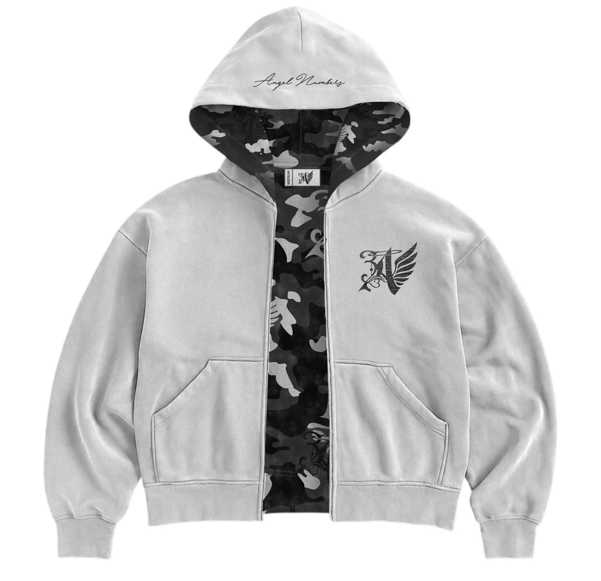 777 Grey Camo Zip Hoodie