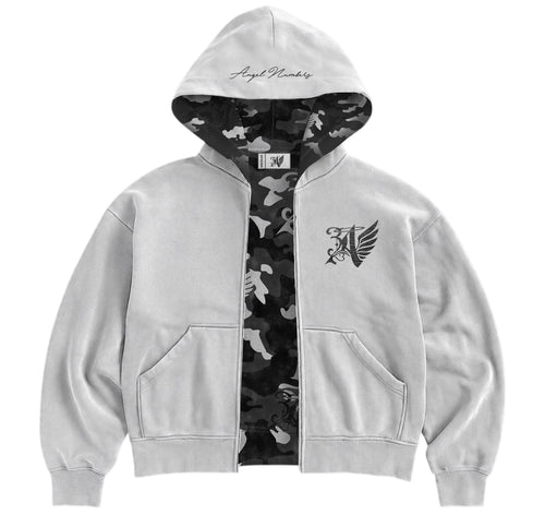 777 Grey Camo Zip Hoodie