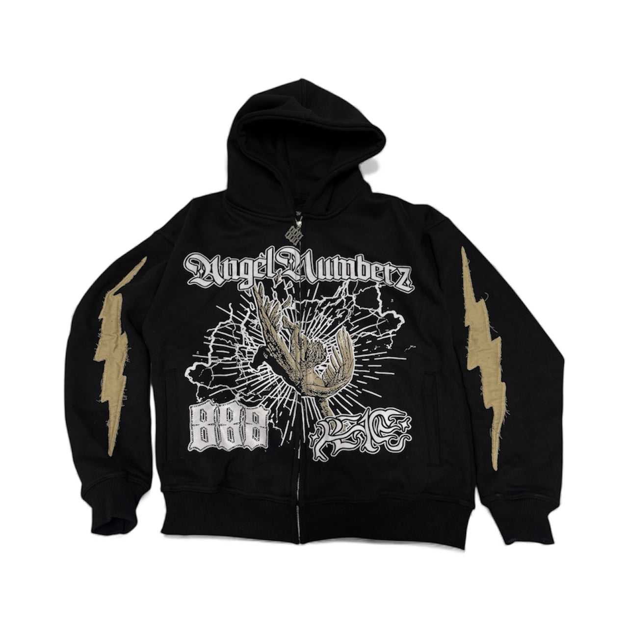 Black AngelNumberz “888” Zip Up