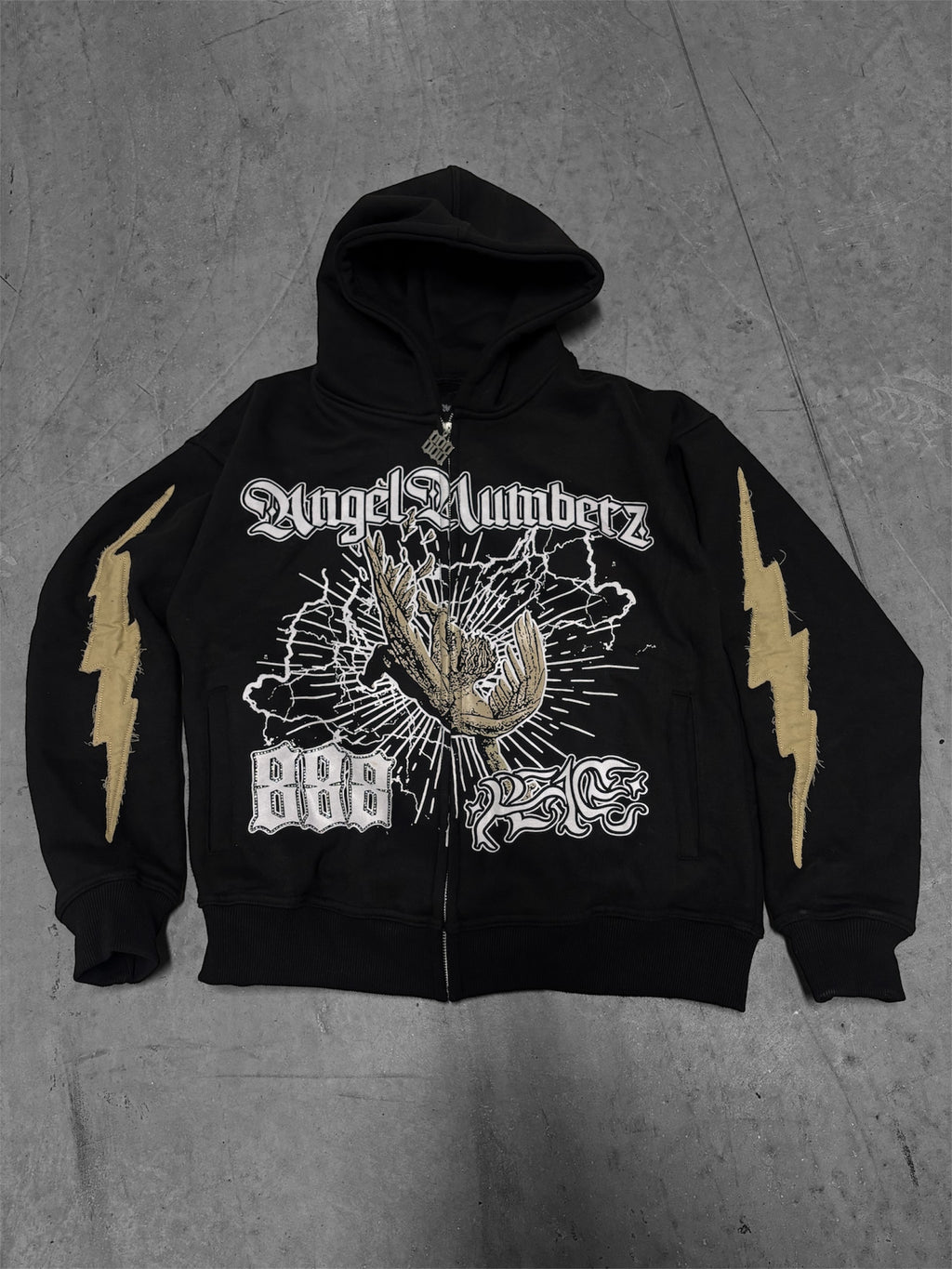 Black AngelNumberz “888” Zip Up