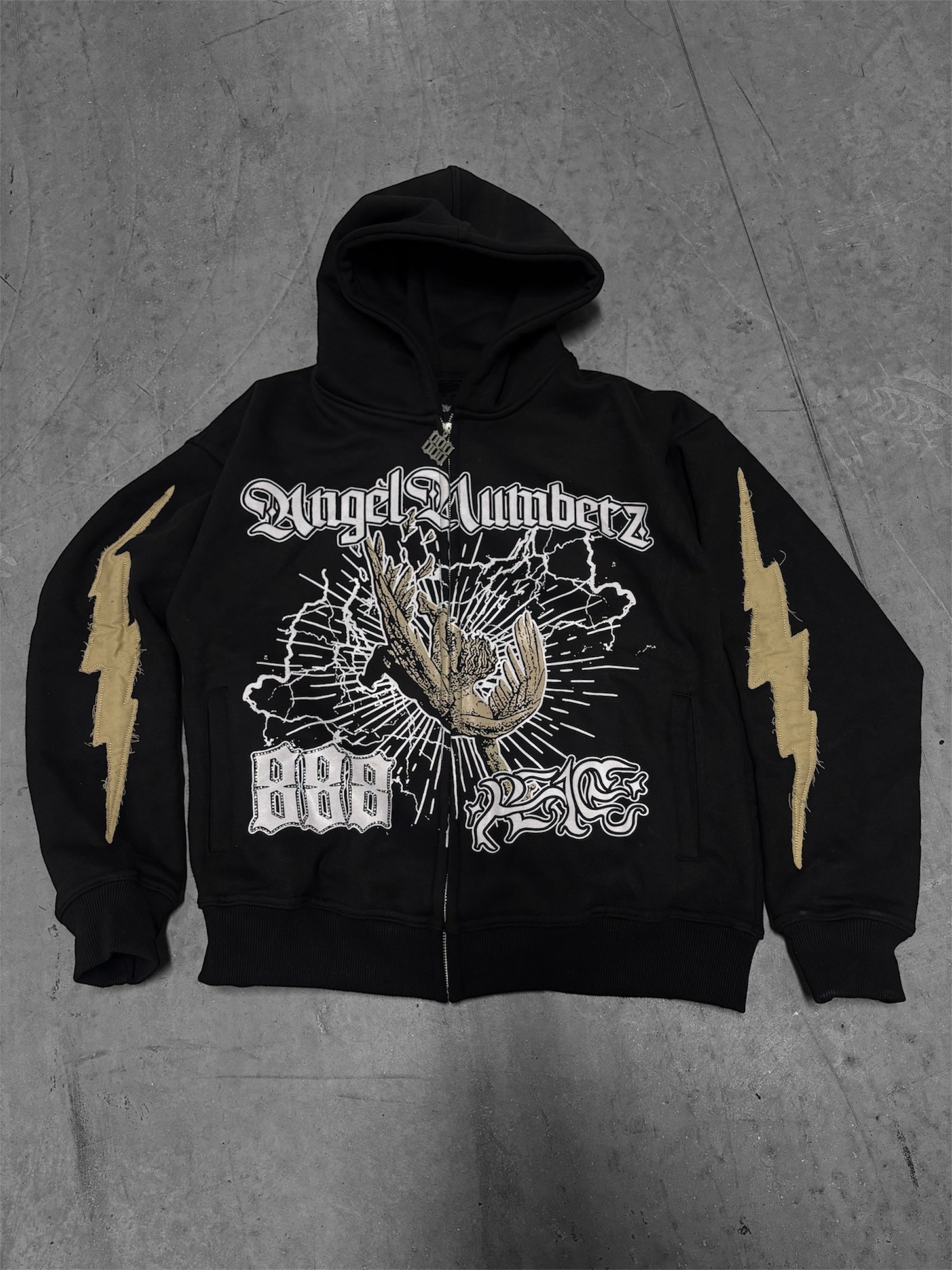 Black AngelNumberz “888” Zip Up